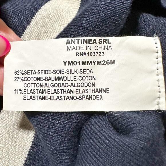 Armani Collezioni Women Silk Blend Long Sleeves Basic Cardigan Top Navy Blue 12 - Picture 7 of 16